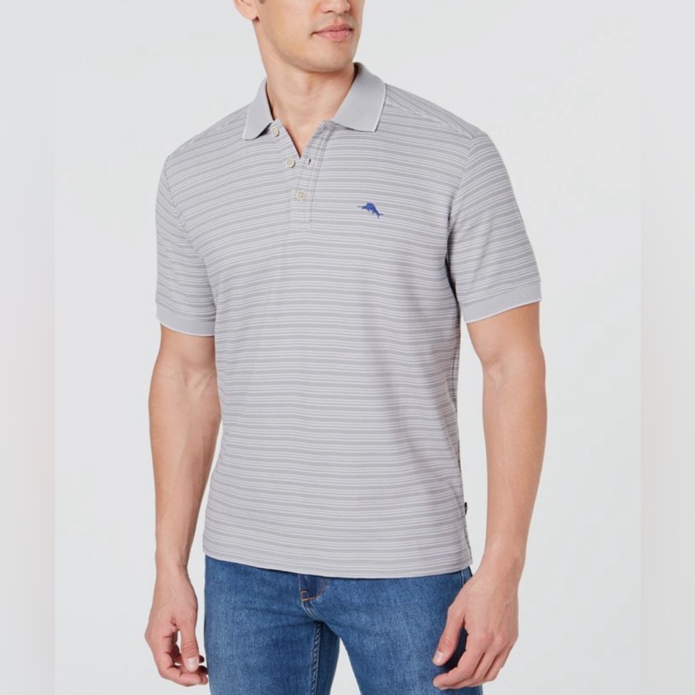 Tommy Bahama Emfielder Tidal Stripe Polo - EUC